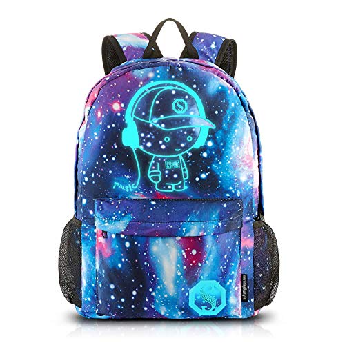 Dracarys Anime Galaxy Mochila Luminosa - Mochila Escolar con Puerto de Carga USB - Daypack Ambulante Bolso de Escuela de Hombro Bolsa para portátil para niños y niñas