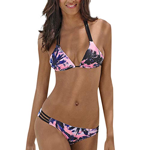 DressLksnf Bikini Push Up Mujer 2019 Traje De Baño Sexy Estampado Original Dividido con Pieza Estilo Atractivo Braga de Baño Rebaja Conjunto de Sujetador Étnica Tanga con Liga Especial