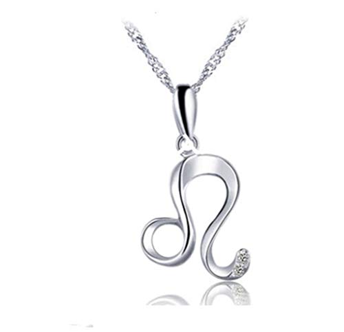 DSGYZQ 925 Sterling Silver 12 Constelación Horóscopo Signo Astrología Zodiaco Collar Regalos de cumpleaños Mujeres Chicas,Leo