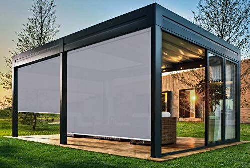 EB ESTORES BARATOS Persiana Enrollable Exterior Tecnoscreen/Bloqueo UV 70% / Microperforado (no Hace Efecto Vela). Medidas Ancho x Alto. Color: Perla. Medidas: 288cm x 240cm