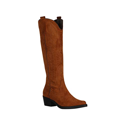 Elara Botas de Vaquero Mujer Chunkyrayan Camello F1225 Camel-38