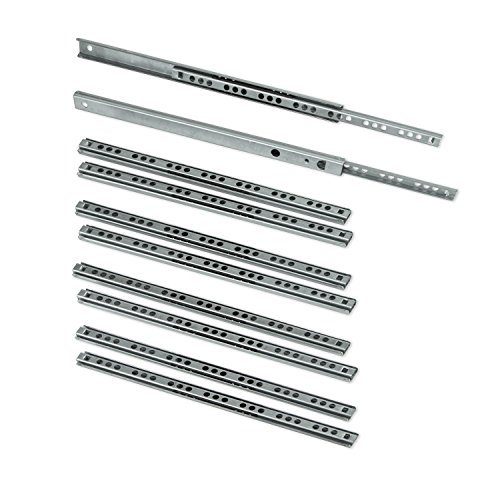 EMUCA Guías Laterales para cajones con rodamiento de Bolas 17mm x 182mm, extracción Parcial, Pack de 5 guías