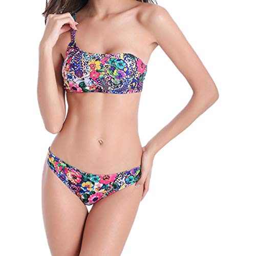 ESTK Costume Da Bagno Bikini Sexy Da Donna, Costume Da Bagno In Due Pezzi Con Lacci Con Stampa Foglia Verde