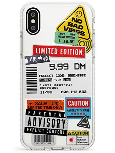 Etiqueta De Código De Barras Mix Caja del teléfono de Impacto para iPhone X/XS, for iPhone 10 | Protector Doble Capa Parachoque TPU silikon Cubrir Patrón Impreso | 3D Transparente Gráficos Calle Urb