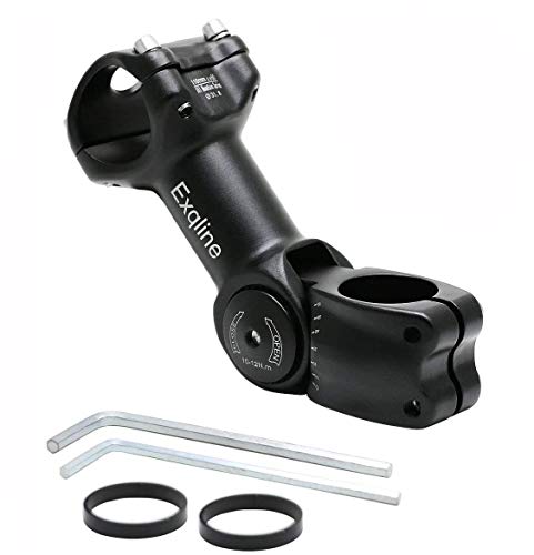 Exqline Vástago de Manillar para Bicicletas 31,8 mm, 0~60° Ajustable Potencia Accesorios MTB Bicicletas Componentes de Aleación de Aluminio con 2 * 5 mm para Bicicleta Ahead Spacer & 2 llaves Allen