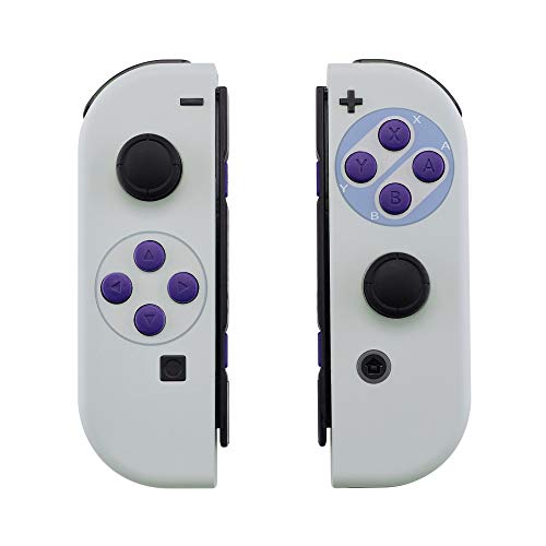 eXtremeRate Carcasa Esmerilada para Nintendo Switch Joy-con, Funda de Agarre de reemplazo Joycon Shell con Botón Completo para Nintendo Switch No Incluye la Carcasa de la Consola (Clásicos SNES)