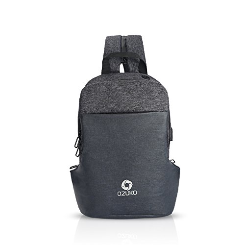 FANDARE Bolso Pecho Ultraligero Bolsos de Hombre con Puerto de Carga USB Sling Crossbody Daypacks Bolsos Cruzados Bandoleras Cruzada para Escuela Viaje Deportes Gimnasio Senderismo Ciclismo