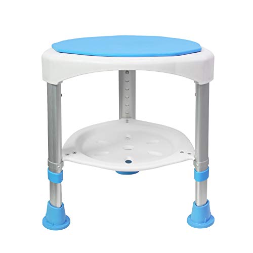 FROADP 360 ° Giratorio sin respaldo Taburete de ducha Altura Asiento de ducha ajustable 45-57cm Antideslizante para mujeres mayores y embarazadas (modelo C)