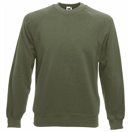 Fruit of the Loom Raglan Sudadera para hombre verde oliva L