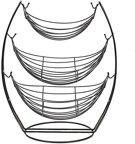 GCX Conveniencia 3 capas tipo columpio para frutas y verduras, soporte para estante de almacenamiento, cesta de fruta de metal para almacenar manzanas crujientes