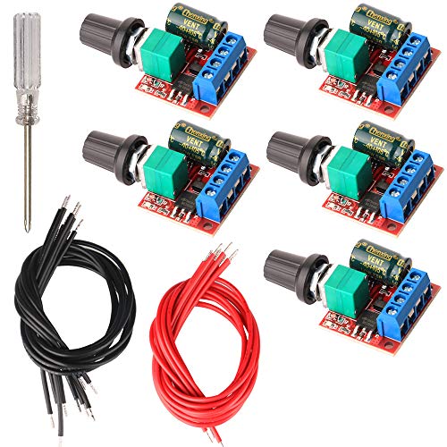 Gebildet 5pcs Mini DC Motor PWM Velocidad Controlador,DC 5V-35V 5A Interruptor Ajustable del Velocidad,6V 12V 24V Regulador de Voltaje Variable con Indicador LED