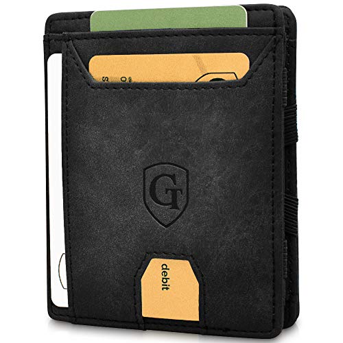 GenTo® FLAPLET I Magic Wallet - Protección certificada de RFID y NFC - Billetera Inteligente, Delgada y sin Compartimento para Monedas - Regalo para Hombres con Caja de Regalo