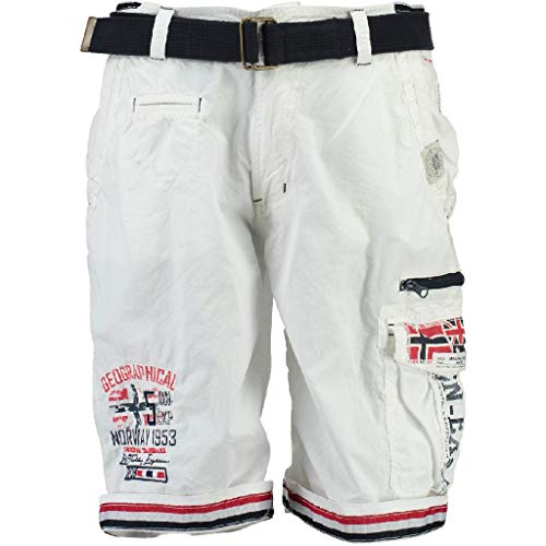 Geographical Norway - Bermudas para hombre con bolsillos con logotipo blanco L