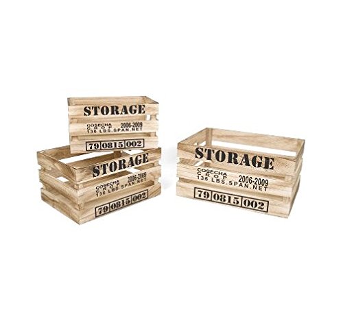 Gerimport S.L. Set de 3 Cajas de Madera Norbu (Medidas de la Grande: 40x30x20cm)