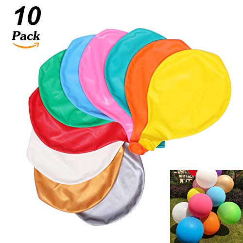 Globos Gigantes de Fiesta, 10 Piezas Globos Grandes 90 cm de Látex, Gigante Globos de Colores para Fiesta Cumpleaños Bodas Bautizo Graduación Navidad Carnaval Celebraciones (Colores)