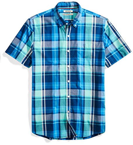 Goodthreads Standard-Fit Short-Sleeve Large-Scale Plaid Shirt Button-Down-Shirts, Azul/Aqua, US S (EU S)