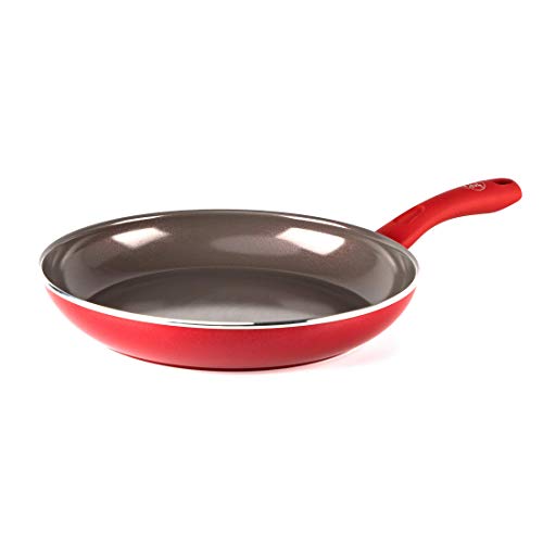 GreenChef Sartén Antiadherente con Revestimiento de Cerámica, Apta para Todo Tipo de Cocinas, Inducción, Horno y Lavavajillas, 28 cm, Roja