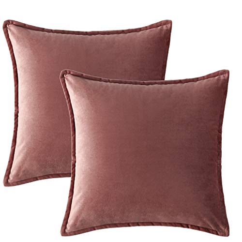 Hansleep Funda Cojín 45 x 45 cm de Terciopelo, Juego de 2 Fundas Cojines Sakura Rosa Decorativa para Sofá Cama & Dormitorio Sala de Estar - Funda de Almohada Cuadrada Exterior con Cremallera