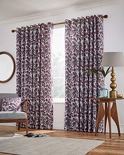 Helena Springfield London Jacaranda Cortinas, 100% algodón de Media Panama, Ciruela, 66x90