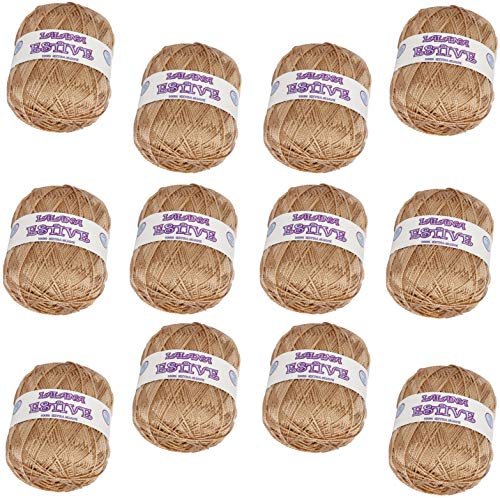 Hilo de Lana acrilica para Tejer Crochet Ganchillo o Punto Torrijo ESTIVE 100g, Ovillo de Lana Super Suave para Tejer | 12 unidades, COLOR 2211-BEIGE