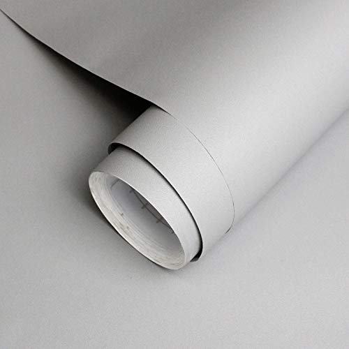 Homease Lámina adhesiva autoadhesiva de PVC, color gris claro, mate, 5 x 0,6 m, gruesa, impermeable, para muebles, cocina, armarios, paredes, muebles, mesa