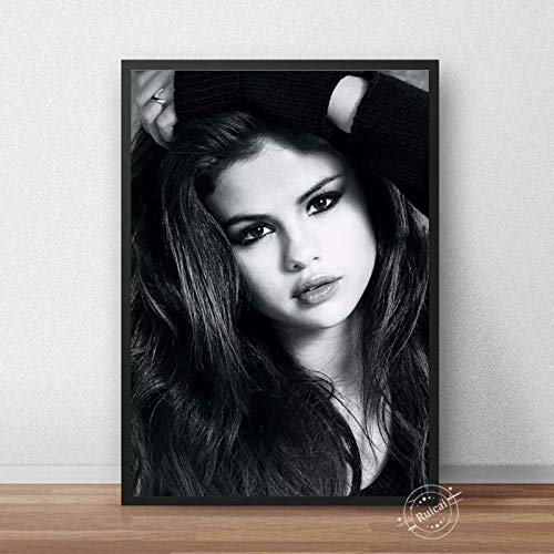 Impresiones En Lienzo De Selena Gomez, Póster De Cantante De Música, Arte De Pared En Blanco Y Negro, Pintura Impresa, Imagen para Decoración De Sala De Estar Cuadro En Lienzo Sin Marco 50X70Cm -A411