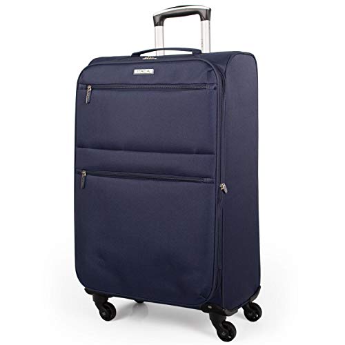 ITACA - Maleta de Viaje Mediana Blanda 4 Ruedas Trolley 68 cm poliéster eva. Extensible y Ligera. Mango y Asas. Estudiante y Profesional. i52760, Color Marino