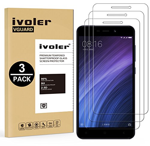 ivoler [3 Unidades] Protector de Pantalla para Xiaomi Redmi 4A, Cristal Vidrio Templado Premium