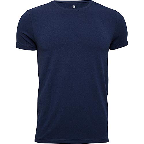 jbs of Denmark - Hombres - Camiseta con Cuello Redondo de Viscosa de bambú - Azul Marino - XXL