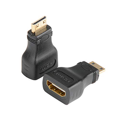 J&D Pack de 2 Mini HDMI a HDMI Adaptador, Chapado en Oro HDMI Hembra a Mini HDMI Macho Adaptador Compatible con Cámara Digital Videocámara Tablet Laptop