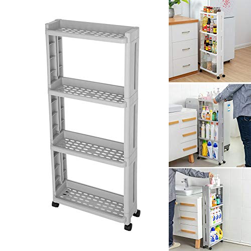 JDSFKX Estante con Ruedas Carrito de Almacenamiento Cocina Multiuso Estantería Móvil de Servicio Auxiliar Impermeable, Cuarto de baño Estrecho Artículos de tocador de la Cocina