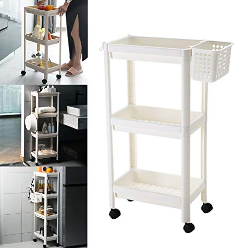 JDSFKX Multifuncional Carrito de Almacenamiento Cocina Plastico Estante de Baño Rueda de Piso Estante de Almacenamiento, Cuarto de baño Estrecho Artículos de tocador de la Cocina