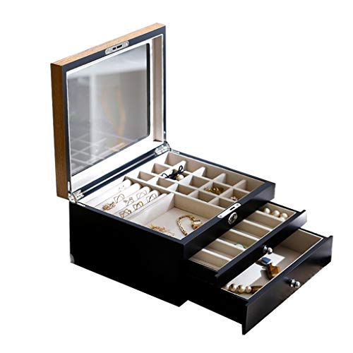 Jewelry Box Joyero Cuadrado De Tres Capas Compartimento De Almacenamiento Especial Multifunción De Madera Estuche De Almacenamiento De Cosméticos para El Hogar De Gran Capacidad