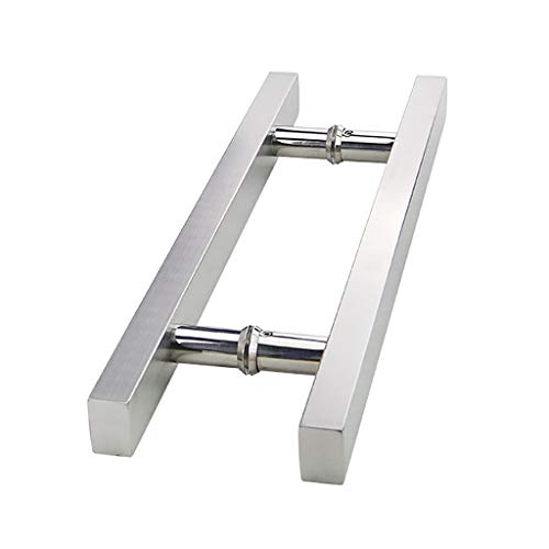 JF-Handrails Manija De La Puerta De Vaivén De Acero Inoxidable Tienda De Oficina Tubo Cuadrado For Puerta De Cristal/Puerta De Metal/Madera - Negro/Plata, 7 Tamaños (Color : Silver, Size : 500×300mm)