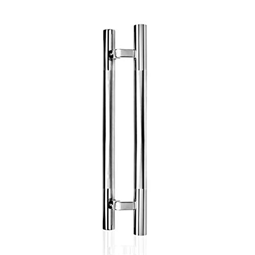 JF-Handrails Manija De Puerta De Cristal, Puerta De La Oficina De Vaivén De Acero Inoxidable De Alta Resistencia Manija/Manija De La Puerta De Madera - Negro/Plata, 3 Tamaños