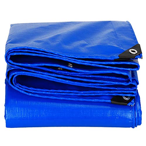 JFCG Lona Impermeable Azúl Lona De Protección Duradera con Ojales 3m X 4m Funda Protectora Prémium Cubierta para Piscina