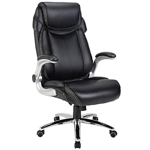 JIEER-C Sillas Inicio Escritorio Oficina Silla Pasamanos Giratorio 90 ° Cojíngrosado Asiento Ocio doméstico Rotaciónevación Silla Jefe Pesol rodamiento 200 kg Negro/Marrón (Color: Negro)