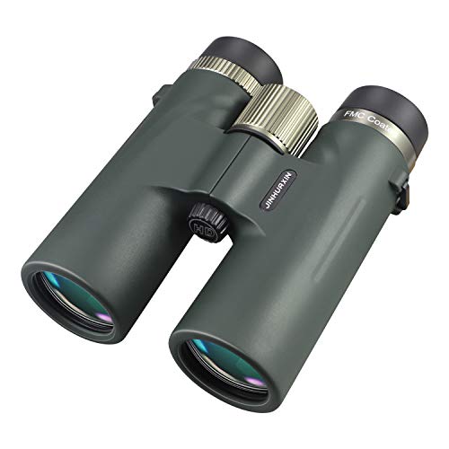 Jinhuaxin 1000M HD Prismáticos, 12 x 42 HD Telescopio Impermeable Prismáticos, Prismas BaK4 y FMC Lente, para Viajes de Caza Senderismo Juego de Pelota, con Adaptador de Soporte para Smartphone