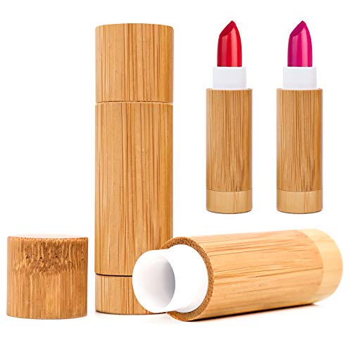 JJYHEHOT Tubos De Lápiz Labial, 4 G con Cáscara De Bambú, Contenedor De Lápiz Labial para Lápiz Labial DIY (2 Piezas)