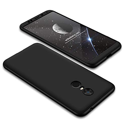 JMGoodstore Funda Compatible Xiaomi Redmi 5,Carcasa Redmi 5,360 Grados Integral Ambas Caras+Cristal Templado,3 in 1 Slim Dactilares Protectora Skin Caso Cover Negro