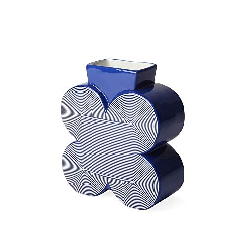 Jonathan Adler - Jarrón - Pompidou - Porcelana - Azul - Dimensiones (anchura x profundidad x altura): 16 x 6,4 x 19 cm.