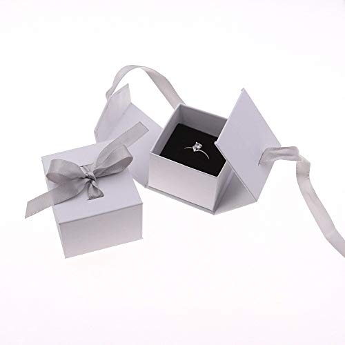 Joyero Cinta Arco Joyería Caja Papel Gris, Utilizado Para Regalo Anillo De Regalo Pendiente Embalaje De Embalaje 5 * 5 * 4 Cm,