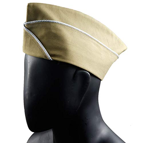 JXS Réplica de la Gorra de Garrison WWII U.S.SIÓN DE LA INFANTERÍA Americana RETRÁS, Material de algodón con Forro de Cuero, Colección de Tiempos de Guerra,24.4in