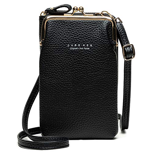 Kinsley Bandolera para Teléfono Móvil Mujer - Cartera Mujer, Cartera de Piel Sintética para Mujer Gran Sapacidad con Ranuras para Tarjetas Correa de Hombro Desmontable Ajustable (Negro)