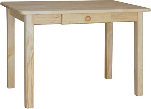 Koma - Mesa de comedor con cajón (70 x 110 cm, madera de pino maciza)