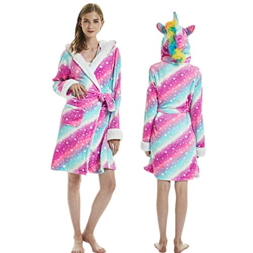 Kylewo Albornoz con Capucha Unicornio Ropa de Dormir - Animal Adulto Suave y Suave con Capucha Fleece Corto Unicornio Cosplay Albornoz Bata