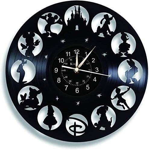 Ldwxxx Reloj de Pared de Disco de Vinilo Reloj de Pared de Vinilo de grabación, Disney Animal Park Reloj de Pared, Hecho a Mano Arte Creativo decoración casera de la Pared Mejores Regalos (Color : W)