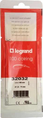 Legrand LEG32032 - Lote de bridas Colring (blíster de 100 unidades, con dentado interior, poliamida 6/6, 2,4 x 180 mm)