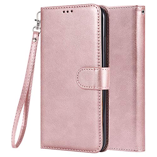 LEMORRY Carcasa para Apple iPhone 6Plus/7Plus/8Plus Funda Estuches Multifuncional Piel Cuero Billetera Cover Tarjeteros Protector Magnética Suave TPU Silicona Tapa Funda para iPhone 6 Plus (Oro Rosa)