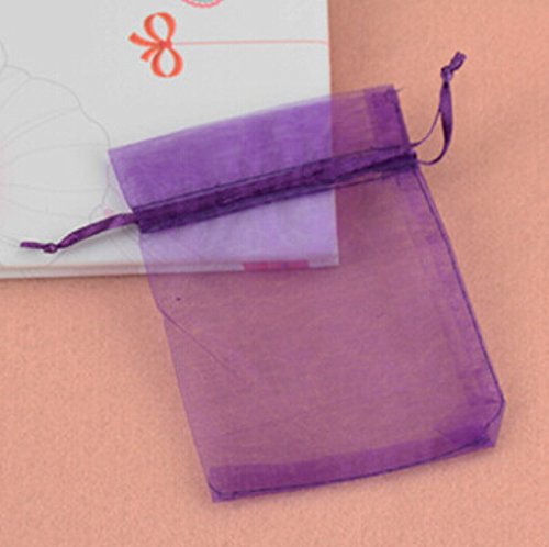 Liroyal - Bolsas de organza para joyas (100 unidades), color morado